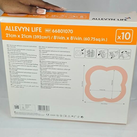 Allevyn Life Silicone Adhesive Foam Dressings 21x21cm 10-Pack – REF 66801070 - Picture 3 of 3